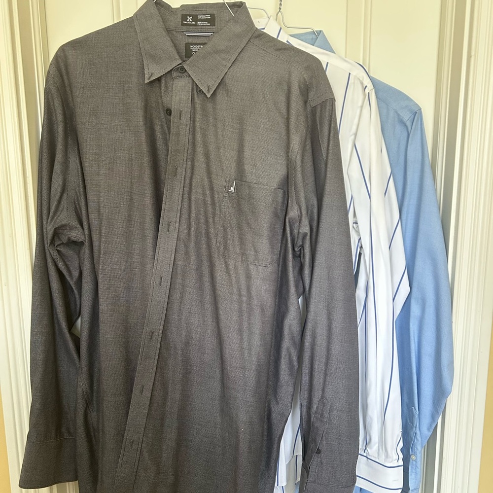 Bundle of 3 Nordstrom Blue Black White Smartcare Cotton XXL Tall and 17.5 37